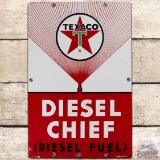 1963 Texaco Diesel Chief SS Porcelain Gas Pump Plate Sign 