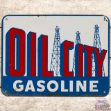 Oil City Gasoline SS Tin Pump Plate Sign