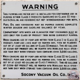 Mobilgas Socony Vacuum Oil Co Gas Pump Warning SS Porcelain Sign