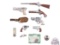 Lot Assorted Vintage Snap Cap Toy Pistols, General Patton's Folder Knife & Button