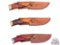 Three Buck Custom, NWTF, and Ionfusion Fixed Blade Knives with Leather Sheaths