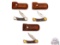 Three Schrade Model LB7 Lockback Folder Knives with Leather Cases