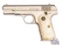 1919 Colt 1903 Hammerless .32 ACP Semi-Auto Pistol in Nickel w/ Mother of Pearl Grips
