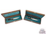 Pair Smith & Wesson Collector Series Bowie & Outdoorsman Knives in Wood Display Case