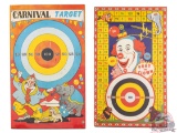 Lot Two Vintage Carnival Style Clown Tin Toy Target Boards