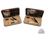 Two Case Trapper Knives John Wayne Commemorative with Yellow & Stag Handles