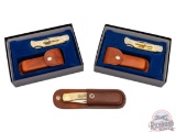 Three Schrade Lockback Folder Knives Commemorative Scrimshaw Series