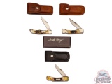 Three Schrade Old Timer Lockblade and Lockback Stag Handle Folder Knives