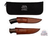Two Citadel Fixed Blade Knives Possible Buffalo Horn and Teakwood Handles