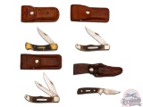Schrade Old Timer Lockback, Lockblade and Fixed Blade Knives all with Sheaths