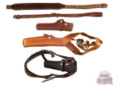 Assorted Lot of Leather Shoulder Holster, Cartridge Belt, and Slings