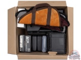 Handgun Safe and Assorted Lot of Cases and Boxes Includes Smith & Wesson, Ruger, M&P