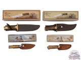 Two Frost Cutlery Trophy Stag Bowie Knives & Two Chipaway Classics Hunting Knives
