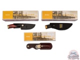 Three New Buck Knives Two Fixed Blades and Elk Handle Folder Knife