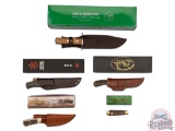 Lot of Four Assorted New Fixed Blade Knives and One Folder Knife