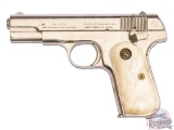 1919 Colt 1903 Hammerless .32 ACP Semi-Auto Pistol in Nickel w/ Mother of Pearl Grips