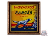 Winchester Ranger Loaded Shot Shells Smokeless Staynless Framed Glass Sign