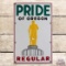 Pride of Oregon Regular Gasoline Single Sided Porcelain Pump Plate Sign