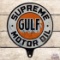 Gulf Supreme Motor Oil Double Sided Tin Paddle Sign w/ Logo