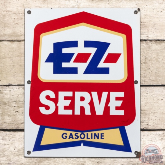 EZ Serve Gasoline Single Sided Porcelain Pump Plate Sign