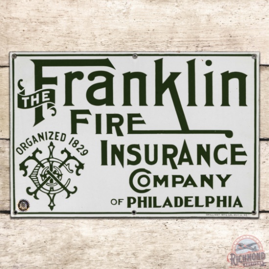 Superb The Franklin Fire Insurance Company of Philadelphia Single Sided Porcelain Sign w/ Logo