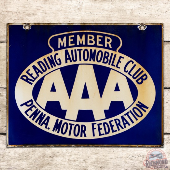 Reading Automobile Club AAA Member Double Sided Porcelain Sign