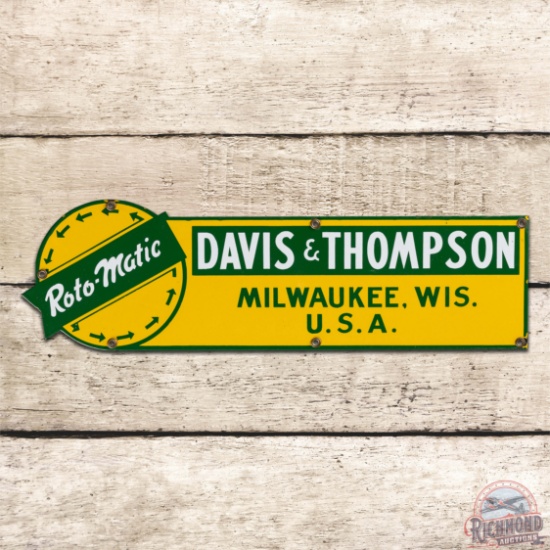 Superb Roto-Matic Davis & Thompson Milwaukee Wisconsin Die Cut Single Sided Porcelain Sign