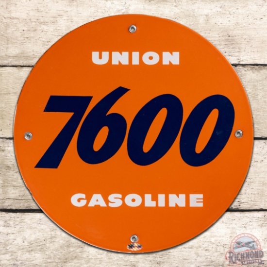 Terrific Union 7600 Gasoline Single Sided Porcelain Pump Plate Sign