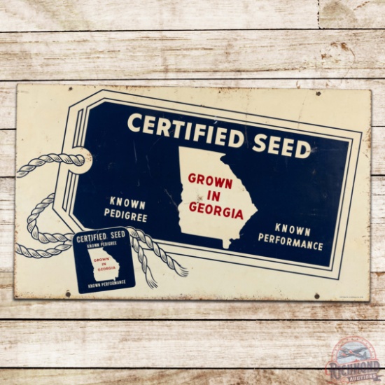 1959 Certified Seeds "Grown in Georgia" Double Sided Tin Logo Sign