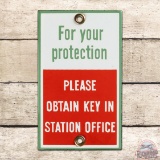 Stunning Flying A Associated For Your Protection Please Obtain Key In Office SS Porcelain Sign