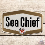 Sea Chief Gasoline Emb. Single Sided Tin Pump Plate Sign
