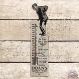 Doan's Kidney Pills Sold Here Wooden Die Cut Thermometer Sign