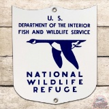 NOS U.S. Fish and Wildlife Service National Refuge Single Sided Porcelain Sign w/ Goose