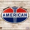 Superb 1964 American Gasoline Double Sided Porcelain ID Sign w/ Ring
