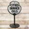 Cities Service Oils Double Sided Porcelain Curb Sign w/ Base