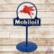 Mobiloil Service Station Die Cut Double Sided Porcelain Curb Sign w/ Base & Pegasus