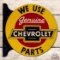 We Use Chevrolet Genuine Parts Double Sided Tin Flange Sign w/ Logo