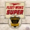 Excellent Fleet Wing Super Ethyl Gasoline Single Sided Porcelain Die Cut Pump Plate Sign w/ Logo