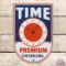 Superb Time Premium Gasoline Single Sided Porcelain Pump Plate Sign