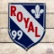 Scarce Royal 99 Gasoline Die Cut Single Sided Porcelain Pump Plate Sign