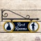 Fantastic Sunoco Service Station Rest Rooms Double Sided Porcelain Sign w/ Factory Bracket