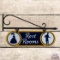 Fantastic Sunoco Service Station Rest Rooms Double Sided Porcelain Sign w/ Factory Bracket