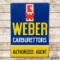 Rare Weber EW Carburetors Authorized Agent Single Sided Porcelain Sign w/ Logo