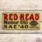 Red Head Motor Oil SAE #40 Single Sided Porcelain Sign w/ Pennsylvania Seal