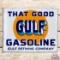 That Good Gulf Gasoline Double Sided Porcelain Flange Sign