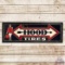 Hood Tires Horizontal 5' Single Sided Tin Sign w/ Flag Man