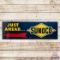 1949 Sunoco Just Ahead Emb. Single Sided Tin Logo Sign w/ Arrow