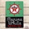 Rare Texaco Marine White Gasoline Single Sided Porcelain Pump Plate Sign w/ Ship's Wheel 