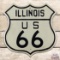 Historic Illinois Route 66 Emb. Single Sided Tin Route Shield Road Sign