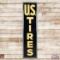 1937 U.S Tires Vertical Emb.6' Single Sided Tin Sign